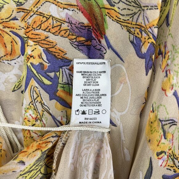 Bishop + Young Kimono Cardigan Womens Medium Large Beige Floral Fringe Sheer - Picture 13 of 16